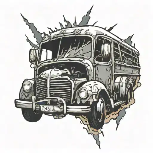 highway car crash survivor tattoo design idea