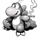 yoshi smoking a joint sitting on clouds floating tattoo design idea