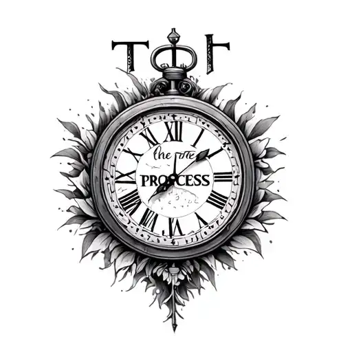 trust the process written in clock tattoo design idea