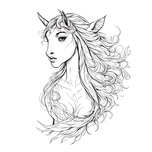 zodiac water horse with gemini woman tattoo design idea