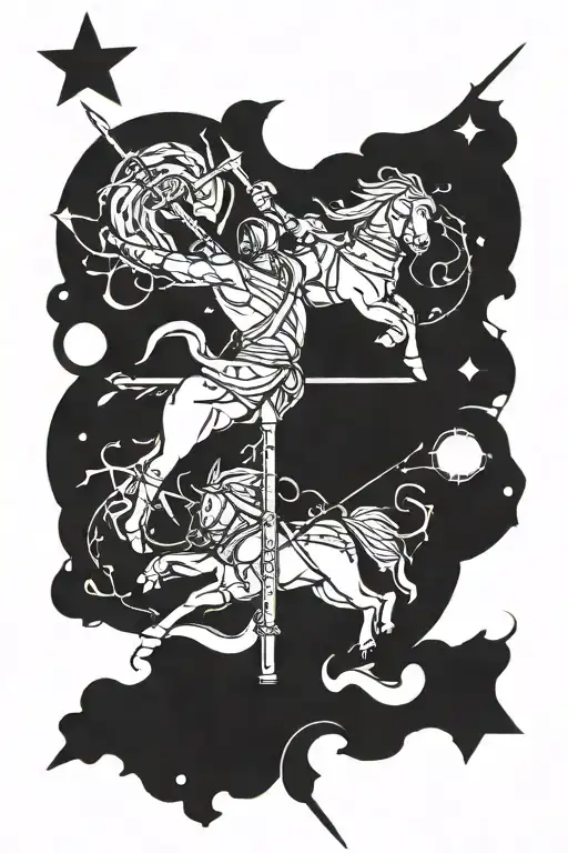 Gemini and Sagittarius dark side tattoo design idea