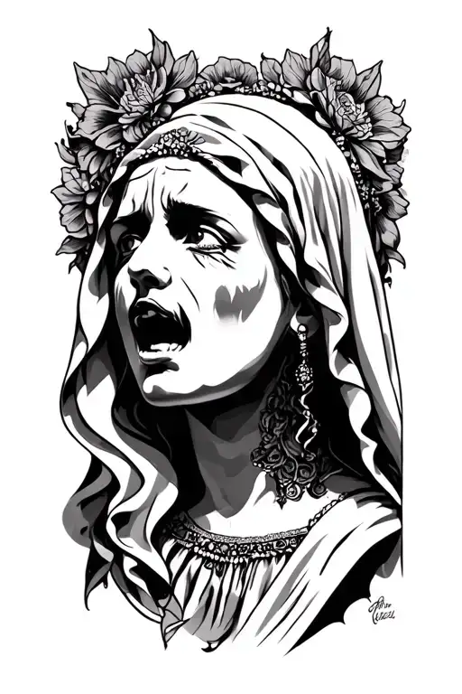 the crying Madonna tattoo design idea
