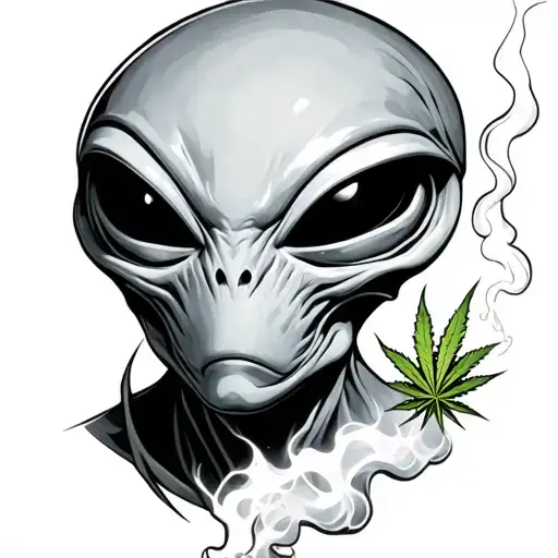 Alien Smoking Weed tattoo design idea