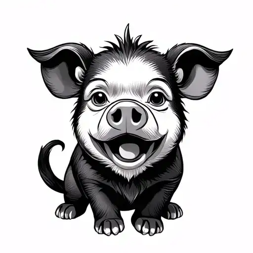 chinese birth year pig, monkey, dog mixed together tattoo design idea