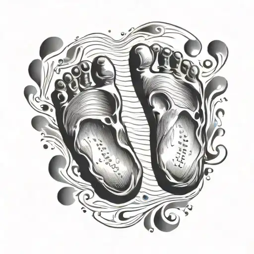 baby footprint with names tattoo design idea