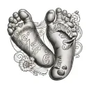 baby footprint with names tattoo design idea