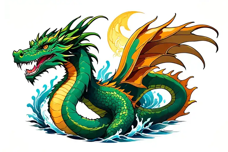  air dragon and a water dragon  tattoo design idea