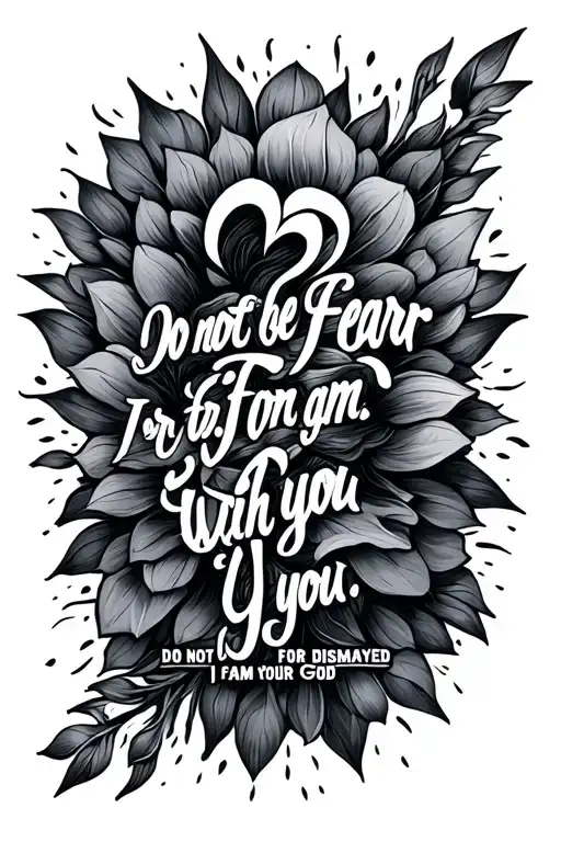 text: Do not be fear,  for I am with you; do not be dismayed, for I am your God tattoo design idea