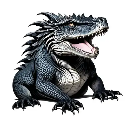 komodo dragon sleeve tattoo design idea