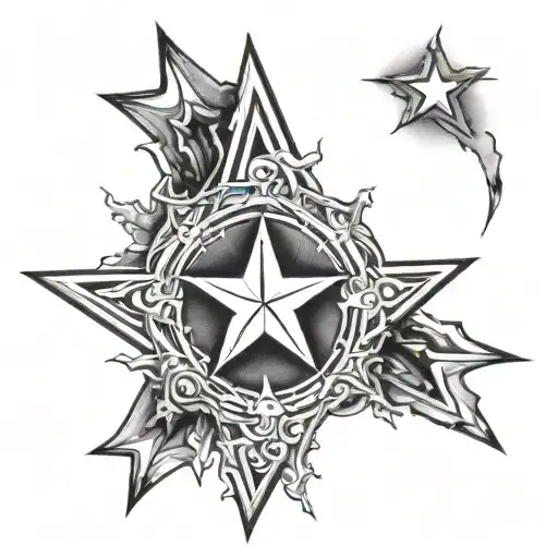 R with a 5 pointed star tattoo design idea