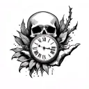 skull and clock hand tattoo design combining elements tattoo design idea