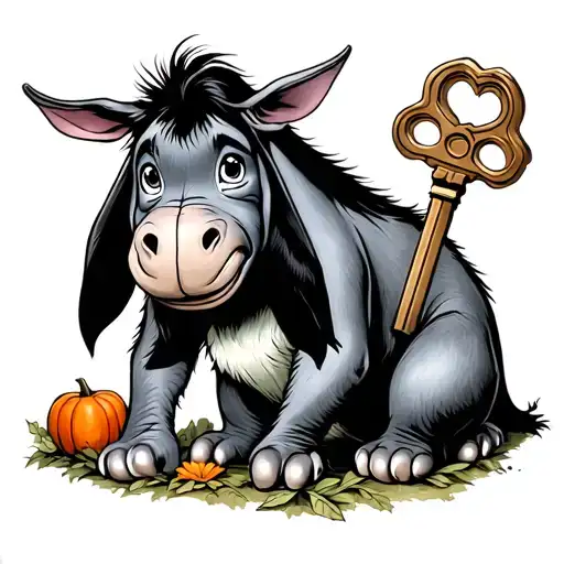 eeyore and the key from alice in wonderland fall tattoo design idea