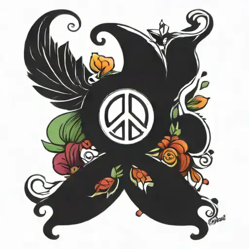 semicolon peace sign tattoo design idea