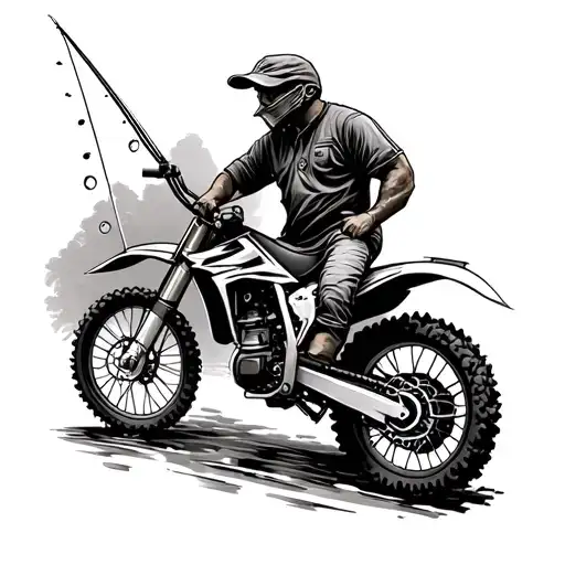 Uncles passed away loved Dirtbike and fishing  tattoo design idea