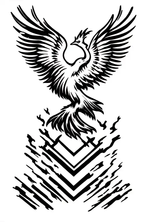 Chevron, Phoenix rising from ashes tattoo design idea