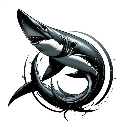 infinity circle with shark tattoo design idea