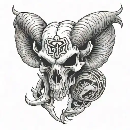 rams skull football tattoo design idea
