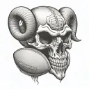 rams skull football tattoo design idea