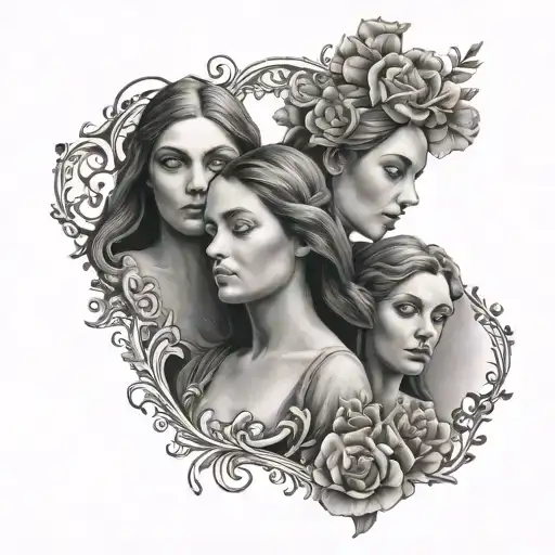 a tattoo representing three sisters tattoo design idea