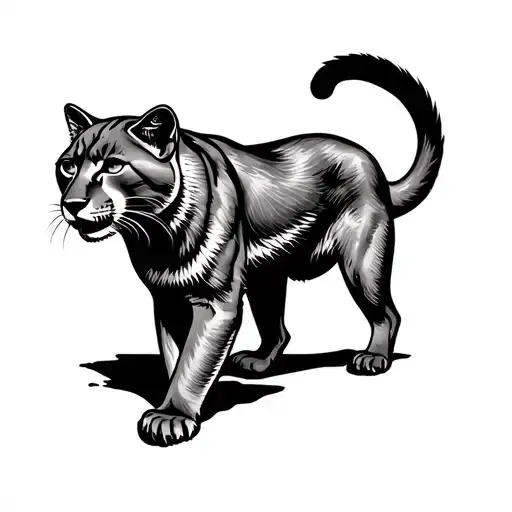 tattoo full body view of mountain lion walking towards tattoo design idea