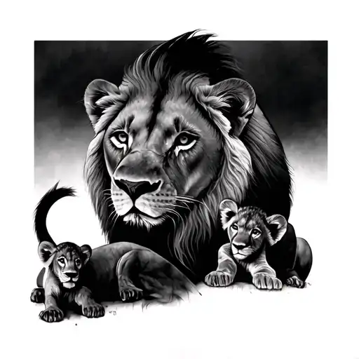 Lioness And 2 Cub tattoo design idea