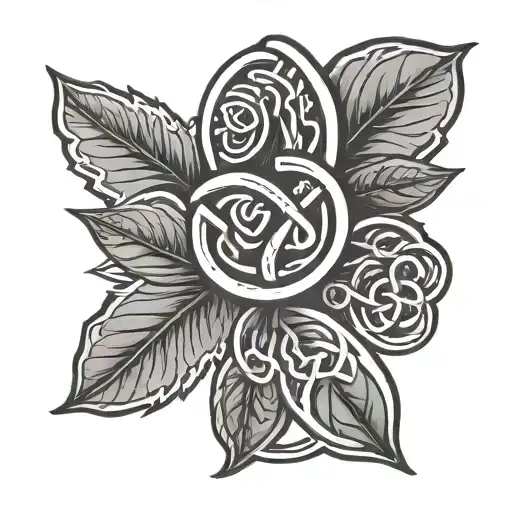 Celtic knot intertwined with a basil plant  tattoo design idea