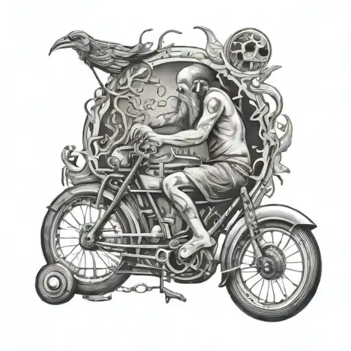 the personification of the cycle of life, where a person goes into the unknown all his life tattoo design idea