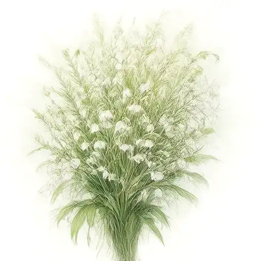 Lily of the valley and snowdrop bouquet wrapped tattoo design idea