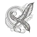a feather, a heart, an initial “C” and the infinity sign. tattoo design idea