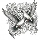 2 doves on forarm flying towards eachother tattoo design idea