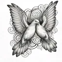 2 doves on forarm flying towards eachother tattoo design idea