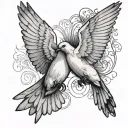 2 doves on forarm flying towards eachother tattoo design idea