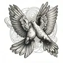 2 doves on forarm flying towards eachother tattoo design idea