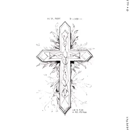 a cross with dates 11 27 1963-11 29 2021 and 2 20 1959- 5 1 2011 tattoo design idea