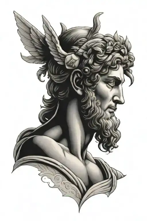 Apollo greek god and music tattoo design idea