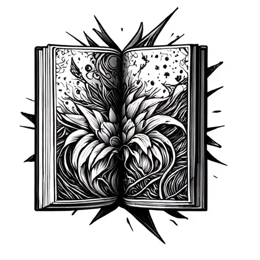 Book closed with shine around tattoo design idea