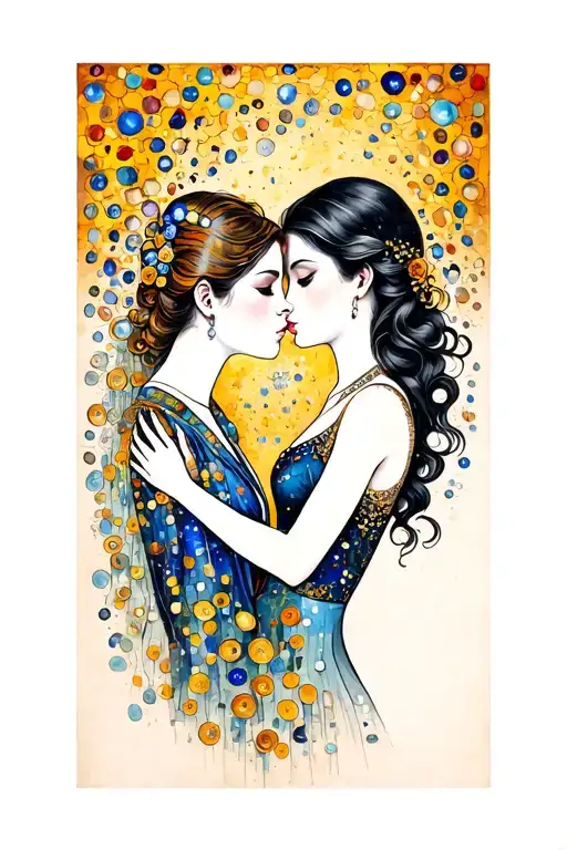it is a tattoo of "the kiss" by Klimt. where the people slowly turn to dust, because the relationship has endedmake it  tattoo design idea