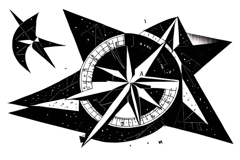 North Star compass tattoo design idea