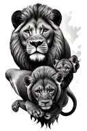 lion with cubs face only tattoo design idea