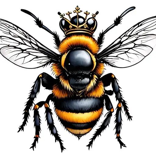 bee with crown tattoo design idea