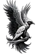 Phoenix bird with wings wrapped tightly tattoo design idea