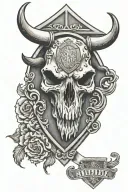 branded cattle skull with shield  tattoo design idea