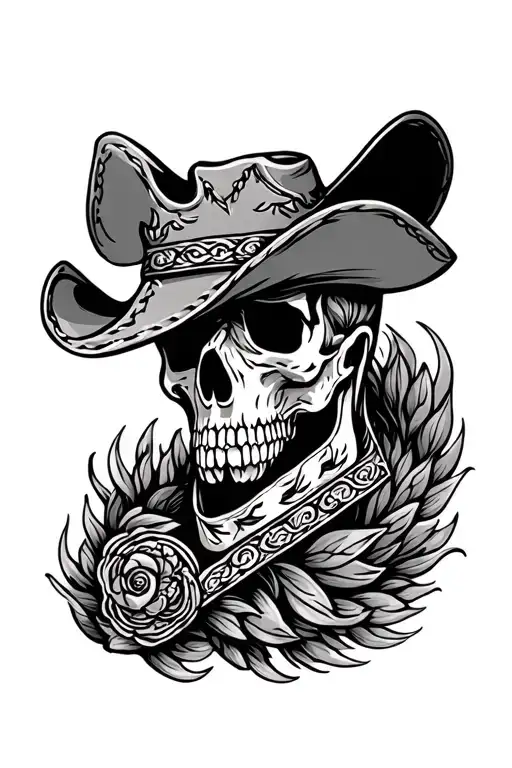 western tooled leather tattoo design idea