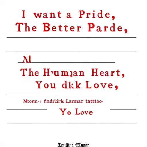 I want a piece of text from song Pride, from Kendrick Lamar in red: The Better Part, The Human Heart, You Love ' tattoo design idea
