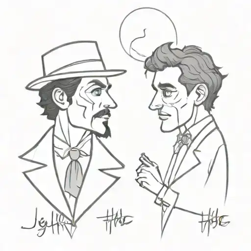 Jekyll and Hyde inspired tattoo in fine lines tattoo design idea