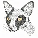 cornish rex cat face with white nose  tattoo design idea