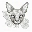 cornish rex cat face with white nose  tattoo design idea