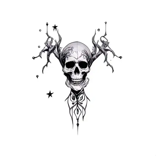 Coverup gothic space no skull tattoo design idea