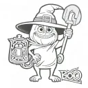 ghost with a witch hat holding a knife named Boo monsters inc tattoo design idea