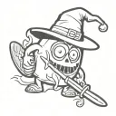 ghost with a witch hat holding a knife named Boo monsters inc tattoo design idea